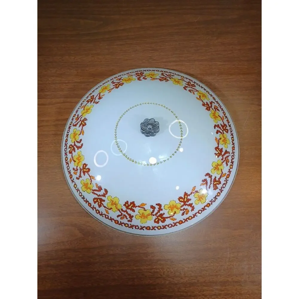 15 Inch Vintage Ceiling Light Fixture Glass And Finial Excellent Condition